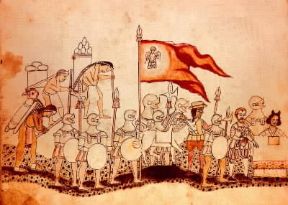 America. La spedizione messicana di H. CortÃ©s in una miniatura del codice Azcatillan (sec. XVI; Parigi, BibliothÃ¨que Nationale).De Agostini Picture Library