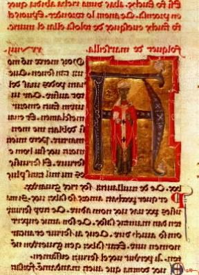 Canzone. Pagina miniata del canzoniere di Folchetto da Marsiglia, trovatore provenzale del sec. XII-XIII (Parigi, BibliothÃ¨que Nationale).De Agostini Picture Library