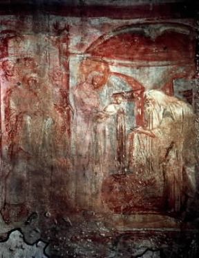 Castelseprio. Presentazione al tempio, affresco rinvenuto nell'abside della chiesa di S. Maria Foris Portas.De Agostini Picture Library