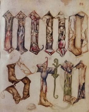 Giovannino De Grassi . Tavola dal Taccuino con alfabeto figurato (Bergamo; Biblioteca Civica).De Agostini Picture Library