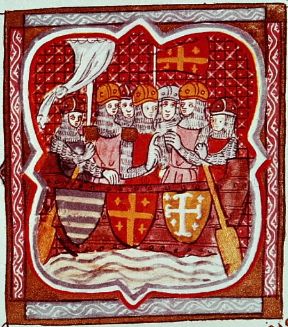 Crociata. Il viaggio verso la Terra Santa; miniatura del sec. XIV (Parigi, BibliothÃ¨que Nationale).De Agostini Picture Library