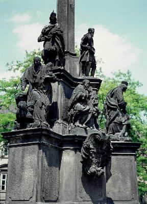 Ferdinand MaximiliÃ¡n Brokof. Sculture sul basamento della colonna di Maria a Praga.De Agostini Picture Library