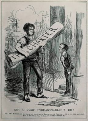 Feargus Edward O' Connor in un'incisione tratta dal settimanale umoristico Punch (Londra, British Museum). Londra, British Museum