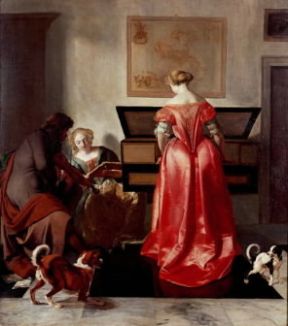 Jacob Ochtervelt . Trattenimento musicale (Londra, National Gallery).Londra, National Gallery