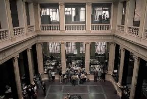 Banca. Il salone per il pubblico.De Agostini Picture Library / A. Rizzi