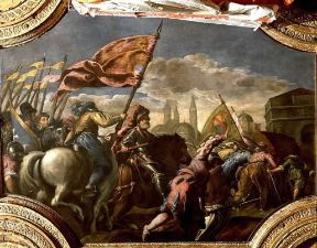 Iacopo Negretti detto Palma il Giovane . I veneziani conquistano Padova, tela per la Sala del Maggior Consiglio nel Palazzo Ducale.De Agostini Picture Library/A. De Gregorio