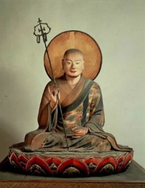 Kamakura . Statua in legno dipinto raffigurante un guerriero nelle vesti di un monaco buddista (Nara, Todai-ji).De Agostini Picture Library