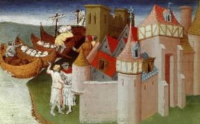 Marco Polo. Miniatura del sec. XV con la raffigurazione del carico di spezie tratta da I viaggi di Marco Polo (Parigi, BibliothÃ¨que Nationale).Parigi, BibliothÃ¨que Nationale