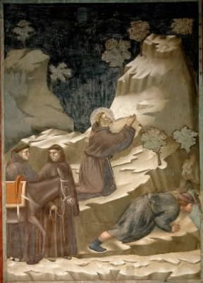 Giotto. Dal ciclo degli affreschi delle Storie francescane nella chiesa superiore di S. Francesco d'Assisi: Il miracolo della fonte..De Agostini Picture Library / V. Pirozzi