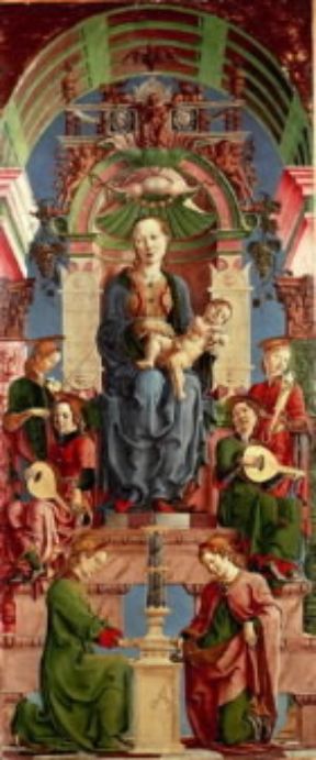 CosmÃ¨ Tura. Madonna col Bambino e Angeli (Londra, National Gallery).De Agostini Picture Library