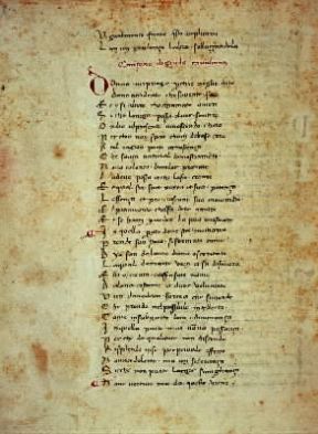 Guido Cavalcanti. Manoscritto del sec. XIV della canzone Donna mi prega (Firenze, Biblioteca Riccardiana).De Agostini Picture Library/G.B. Pineider