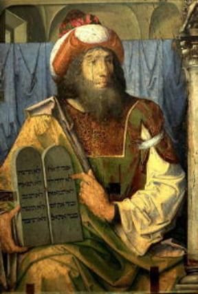 MosÃ¨ in un dipinto di Giusto di Gand e Pedro Berruguete (Urbino, Palazzo Ducale).De Agostini Picture Library / A. Dagli Orti