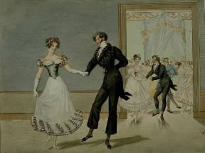 Polka. Incisione francese del sec. XIX in cui Ã© raffigurata una sala dove si balla la polka (Parigi, MusÃ©e Carnavalet).De Agostini Picture Library/G. Dagli Orti