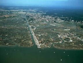 Francia. Veduta aerea degli allevamenti di ostriche de La Tremblade nella Charente Maritime.De Agostini Picture Library/ Pubbli Aer Foto