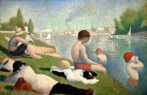 Georges-Pierre Seurat . Une baignade Ã  AsniÃ¨res (Londra, National Gallery). Londra National Gallery