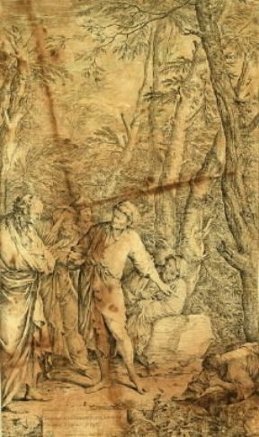 Incisione . Diogene getta la scodella, acquaforte di Salvator Rosa (Firenze, Uffizi, Gabinetto dei Disegni e delle Stampe).De Agostini Picture Library/G. Nimatallah
