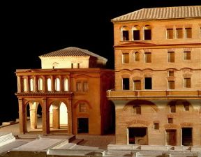 Insula . Ricostruzione di una insula romana a cinque piani e di una villa (Roma, Museo della CiviltÃ  Romana).De Agostini Picture Library/A. Dagli Orti