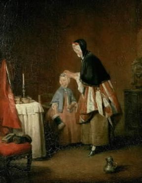 Jean-Baptiste SimÃ©on Chardin. La toilette del mattino (Stoccolma, Nationalmuseum).Stoccolma, Nationalmuseum