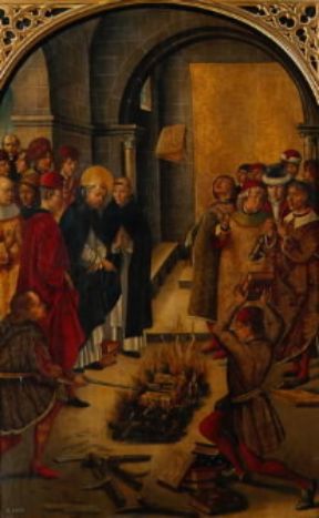 Pedro Berruguete . S. Domenico e gli Albigesi (Madrid, Museo del Prado).De Agostini Picture Library/G. Dagli Orti