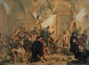 Liguria. Genova bombardata dai Francesi, opera anonima del sec. XVII (Nervi, Galleria d'Arte Moderna).De Agostini Picture Library/N. Marullo