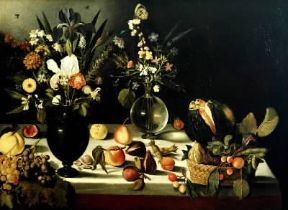 Michelangelo Merisi, detto il Caravaggio. Natura morta con fiori e frutta (Hartford, Wadsworth Atheneum).De Agostini Picture Library/G. Nimatallah