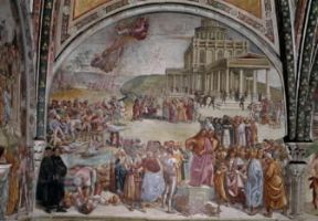 Anticristo. La predicazione dell'Anticristo negli affreschi realizzati da Luca Signorelli nella cappella di S. Brizio del duomo di Orvieto.De Agostini Picture Library/G. Nimatallah