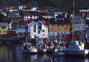 Lapponia. Una veduta di HonningsvÃ¥g, in Norvegia.De Agostini Picture Library/G. Roli
