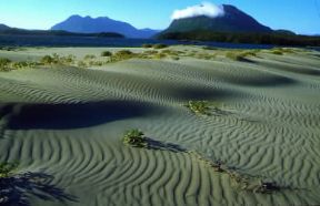 Columbia Britannica. Veduta di una spiaggia e sullo sfondo alcune isole.De Agostini Picture Library / G. Cappelli