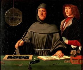 Luca Pacioli detto Luca da Borgo in un ritratto di Jacopo de' Barbari (Napoli, Galleria Nazionale di Capodimonte).De Agostini Picture Library