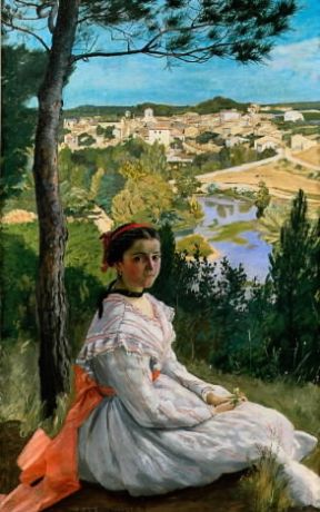 FrÃ©dÃ©ric Bazille . Vue de village (1868; Montpellier, MusÃ©e Fabre).De Agostini Picture Library/G. Dagli Orti