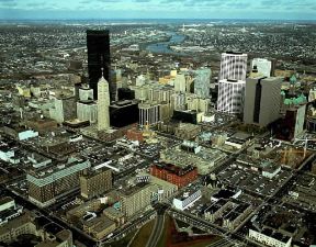 Minneapolis. Veduta della cittÃ  e, sullo sfondo, il fiume Mississippi.De Agostini Picture Library / Pubbliaerfoto