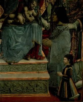 Sforza . Ludovico il Moro nel particolare della Pala Sforzesca (Milano, Brera). De Agostini Picture Library/M. Carrieri