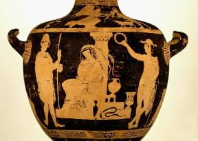 Elettra raffigurata su una idria lucana a figure rosse (Monaco, Antikensammlungen).Monaco, Antikensammlungen