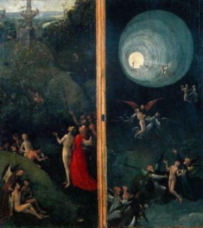 Hieronymus Bosch . Ascesa all'Empireo, particolare dei pannelli del Cielo e Inferno (Venezia, Palazzo Ducale).De Agostini Picture Library/F. Ferruzzi