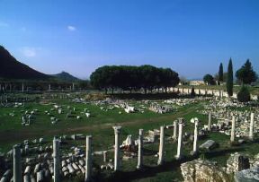 Turchia. Rovine dell'agorÃ  superiore a Efeso. De Agostini Picture Library/G. SioÃ«n