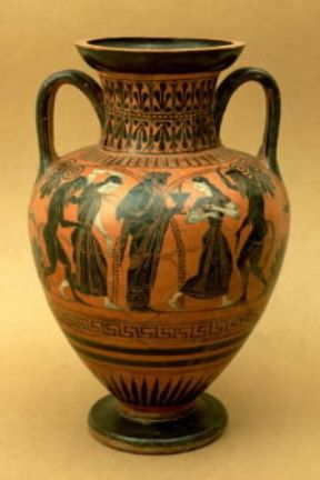 Ceramica attica. Anfora a figure nere (Palermo, Museo Archeologico).De Agostini Picture Library / G. Nimatallah