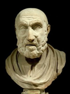 Ippocrate raffigurato in un busto marmoreo, copia romana di un originale greco del sec. IV a. C. (Napoli, Museo Archeologico Nazionale).De Agostini Picture Library/A. Dagli Orti