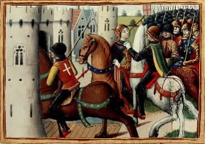 Francia. Giovanna d'Arco raffigurata in una stampa del 1484 mentre viene venduta agli inglesi (Parigi, BibliothÃ¨que Nationale).De Agostini Picture Library/M. Seemuller