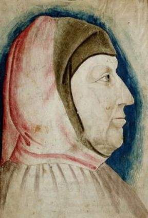 Italia . Ritratto di F. Petrarca sul frontespizio di un manoscritto quattrocentesco delle Rime (Montpellier, MusÃ©e Atger).De Agostini Picture Library/M. Seemuller