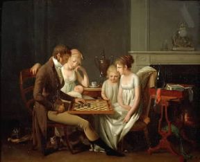 Dama. Partita a dama di L.-L. Boilly.De Agostini Picture Library / G. Dagli Orti