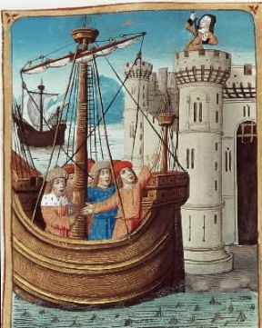 Didone si uccide alla partenza di Enea in una illustrazione di un manoscritto francese del sec. XV (Digione, Biblioteca Municipale).De Agostini Picture Library/M. Seemuller