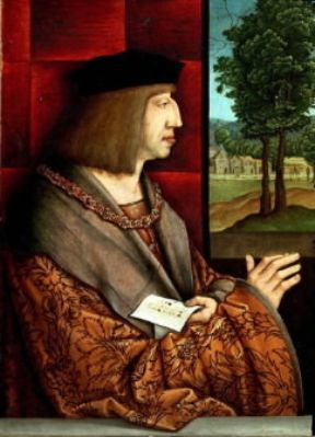 Massimiliano I , imperatore d'Asburgo, in un ritratto di B. Strigel (Vienna, Kunsthistorisches Museum).De Agostini Picture Library/G. Nimatallah