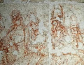 Bonamico Buffalmacco. Particolare della sinopia del Trionfo della Morte (Pisa, Museo delle Sinopie).De Agostini Picture Library/G. Nimatallah