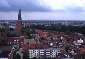 Lubecca. Una veduta della cittÃ  tedesca.De Agostini Picture Library/M. Seemuller