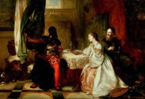 William Shakespeare . Otello e Desdemona in un dipinto di R. A. Hillingford (Londra, Christopher Wood Gallery).Londra, Christopher Wood Gallery