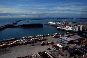 Dover . Veduta del porto della cittÃ  britannica.De Agostini Picture Library/G. SioÃ«n