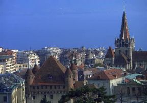 Losanna. Una veduta della cittÃ  svizzera, capitale del Cantone di Vaud.De Agostini Picture Library/A. Vergani
