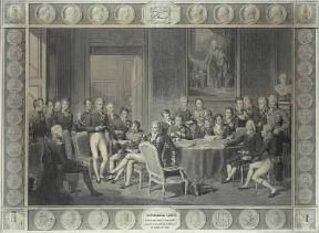 Austria. Riunione dei plenipotenziari al Congresso di Vienna del 1815 (Milano, Museo del Risorgimento).De Agostini Picture Library / G. Cigolini