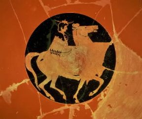 Eufronio. Interno della tazza da Vulci con la raffigurazione di Leagros (Monaco, Antikensammlungen).Monaco, Antikensammlungen