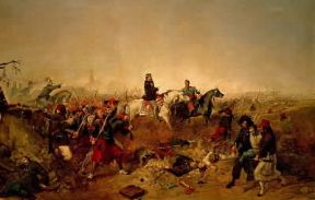 Guerre di indipendenza italiane . Un momento della battaglia di San Martino (24 giugno 1859) in un dipinto del sec. XIX (Genova, Museo del Risorgimento).De Agostini Picture Library/A. De Gregorio